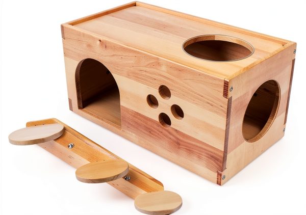 YKD Pet Chinchilla House Natural Wood Small Animal Hideout-5