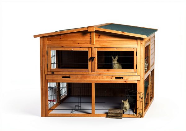 TRIXIE Rabbit Hutch Brown Two Story Outdoor Pet Enclosure-2