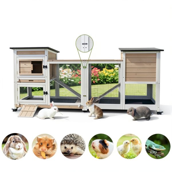Magazoopet Rabbit Hutch Solid Fir Wood Waterproof Design-7