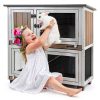 Ketive Rabbit Hutch Solid Fir Wood Two Story Indoor Cage-6