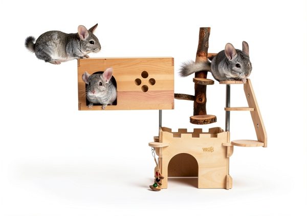 YKD Pet Chinchilla House Natural Wood Small Animal Hideout-1