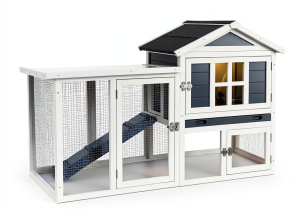 RUNSHED Rabbit Hutch Indoor Cage Solid Wood Easy Cleaning-0