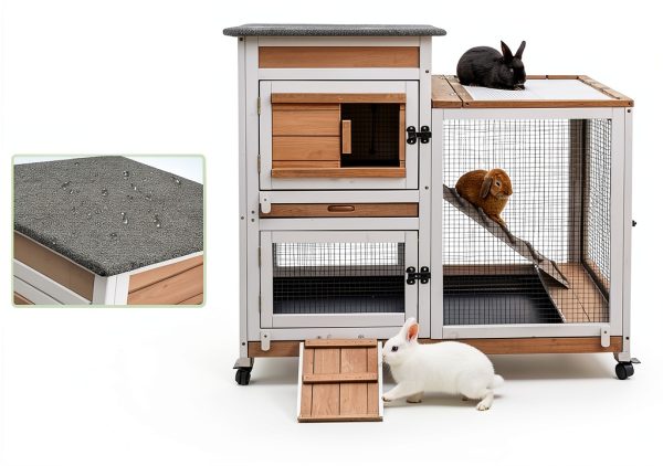 Magazoopet Rabbit Hutch Solid Fir Wood Waterproof Design-3