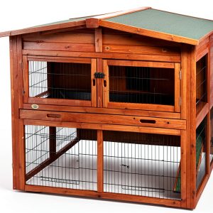 TRIXIE Rabbit Hutch Brown Two Story Outdoor Pet Enclosure-0