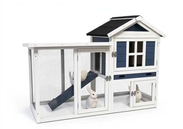 RUNSHED Rabbit Hutch Indoor Cage Solid Wood Easy Cleaning-5