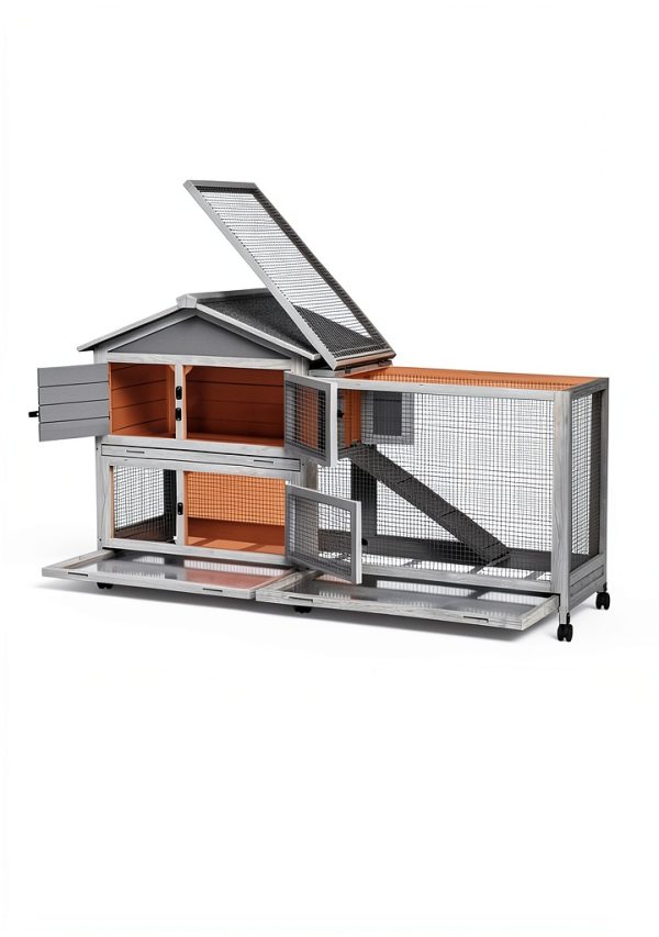 PeakPursuit Rabbit Hutch Weatherproof Roof Lockable Wheels-6