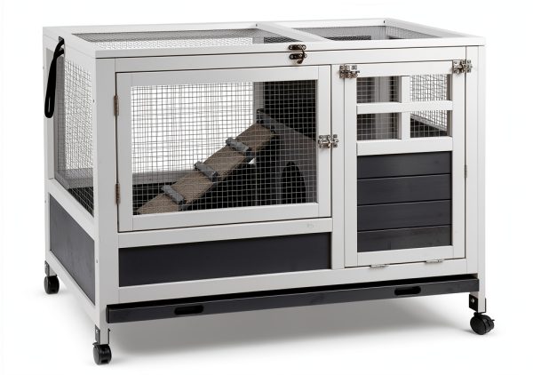 AniwuPaws Rabbit Hutch Indoor Cage Chew Proof Wheels-0