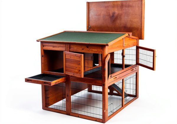 TRIXIE Rabbit Hutch Brown Two Story Outdoor Pet Enclosure-5