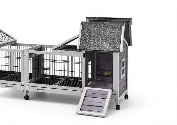 MEDEHOO Rabbit Hutch Metal Frame Easy Access Outdoor Pet-2