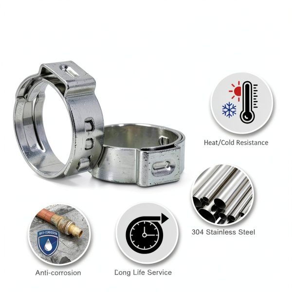 MISPIRE Stainless Steel Single Ear Hose Clamp Silver-2
