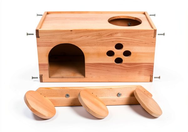 YKD Pet Chinchilla House Natural Wood Small Animal Hideout-4