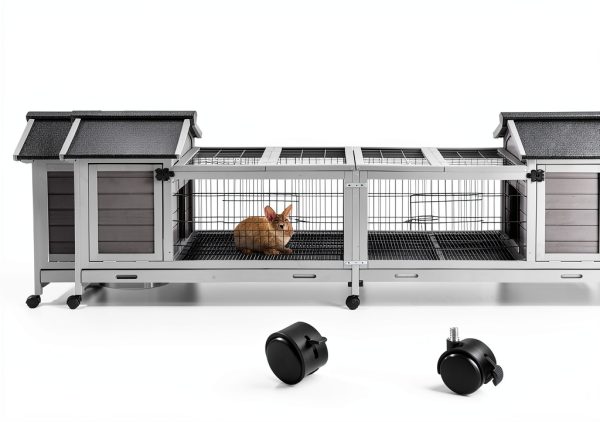 MEDEHOO Rabbit Hutch Metal Frame Easy Access Outdoor Pet-5