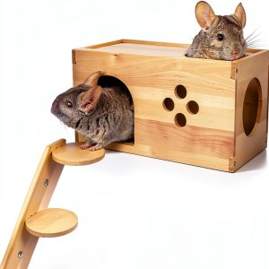 YKD Pet Chinchilla House Natural Wood Small Animal Hideout-0