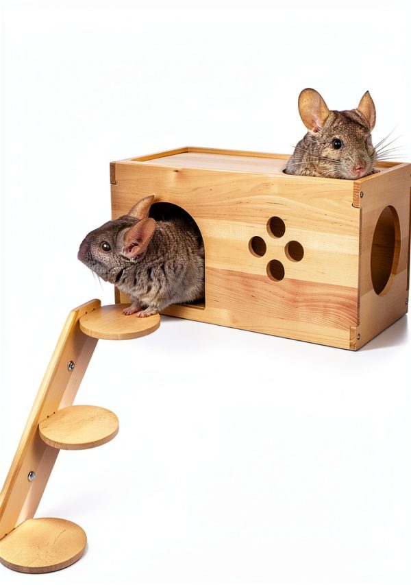 YKD Pet Chinchilla House Natural Wood Small Animal Hideout-0