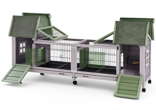 MEDEHOO Rabbit Hutch Metal Frame Easy Access Outdoor Pet-3