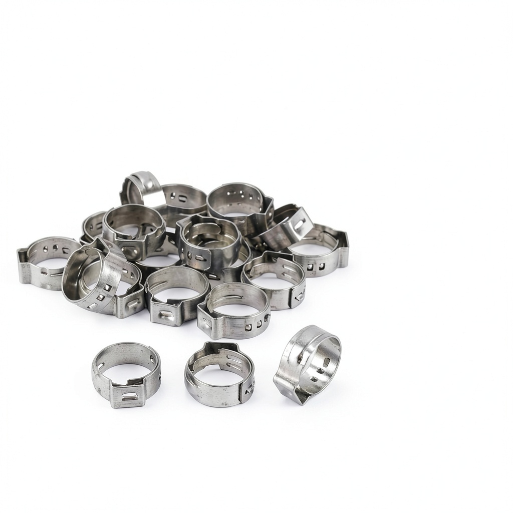 'MISPIRE stainless steel ear clamps in silver finish'
