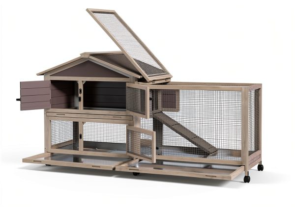 PeakPursuit Rabbit Hutch Weatherproof Roof Lockable Wheels-8