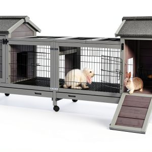 MEDEHOO Rabbit Hutch Metal Frame Easy Access Outdoor Pet-0