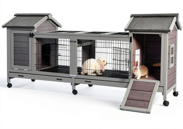 MEDEHOO Rabbit Hutch Metal Frame Easy Access Outdoor Pet-0
