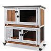 Ketive Rabbit Hutch Solid Fir Wood Two Story Indoor Cage-1
