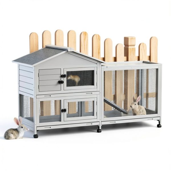 PeakPursuit Rabbit Hutch Weatherproof Roof Lockable Wheels-3