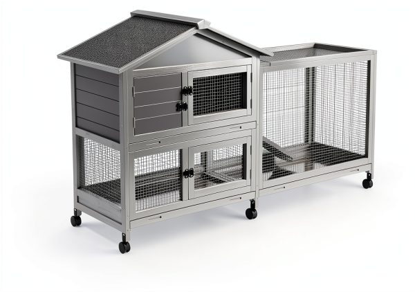 PeakPursuit Rabbit Hutch Weatherproof Roof Lockable Wheels-5