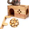 YKD Pet Chinchilla House Natural Wood Small Animal Hideout-3