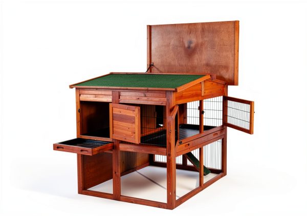 TRIXIE Rabbit Hutch Brown Two Story Outdoor Pet Enclosure-3