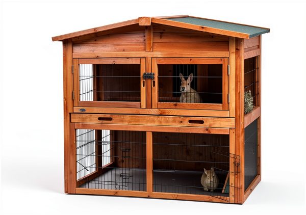 TRIXIE Rabbit Hutch Brown Two Story Outdoor Pet Enclosure-4