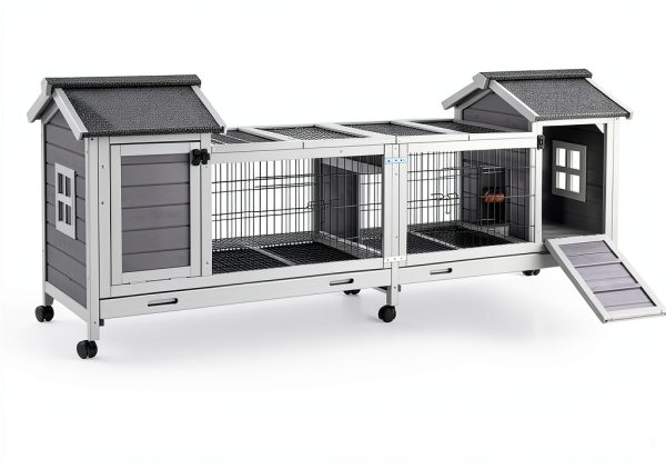 MEDEHOO Rabbit Hutch Metal Frame Easy Access Outdoor Pet-6