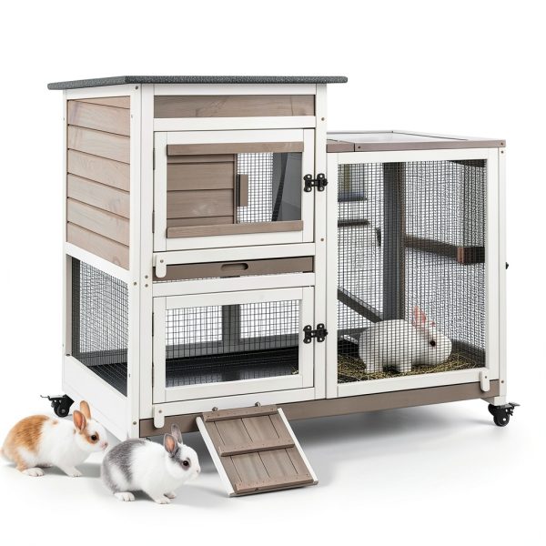 Magazoopet Rabbit Hutch Solid Fir Wood Waterproof Design-0