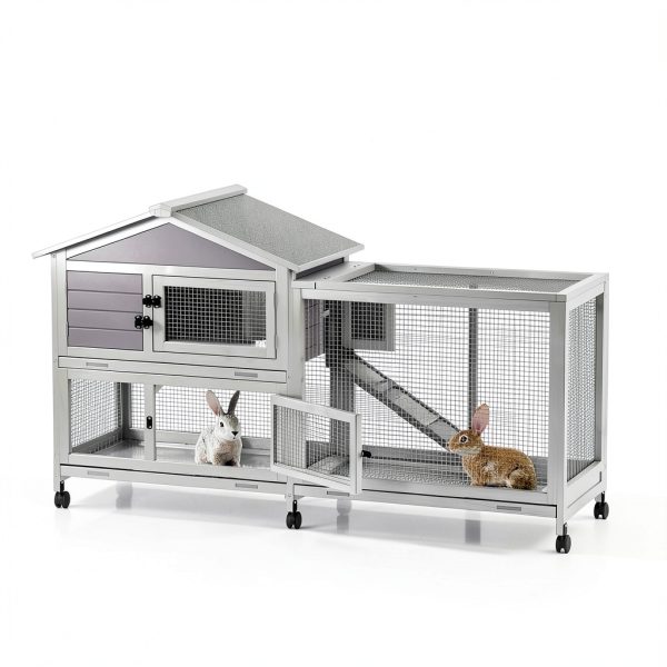 PeakPursuit Rabbit Hutch Weatherproof Roof Lockable Wheels-2