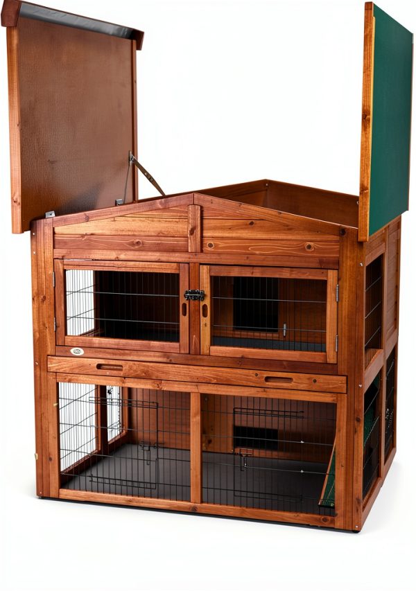 TRIXIE Rabbit Hutch Brown Two Story Outdoor Pet Enclosure-6