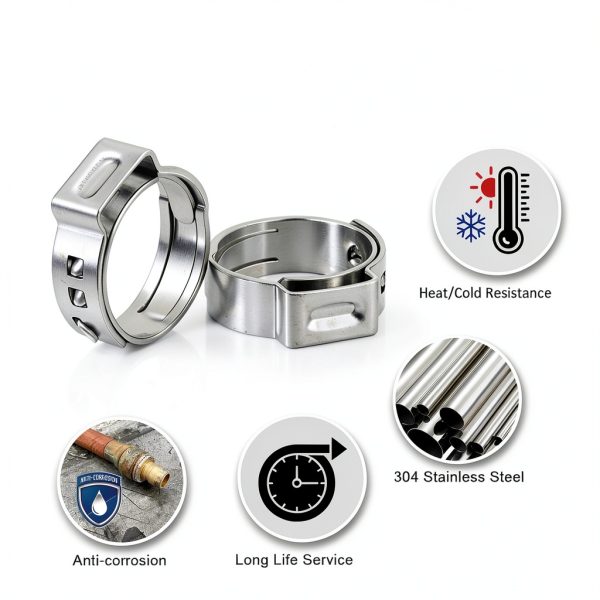 MISPIRE Stainless Steel Single Ear Hose Clamp Silver-2