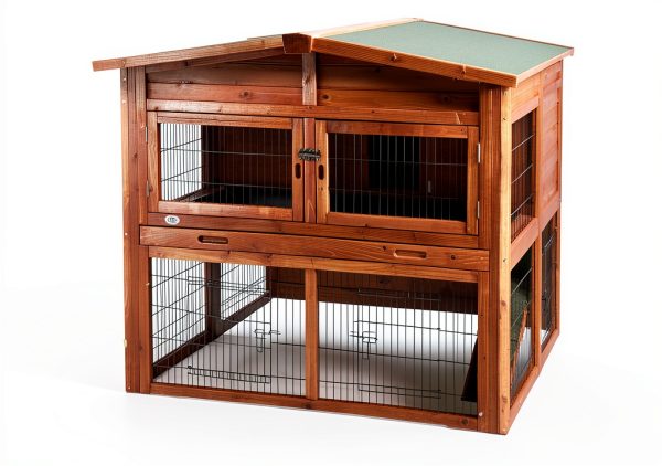 TRIXIE Rabbit Hutch Brown Two Story Outdoor Pet Enclosure-8