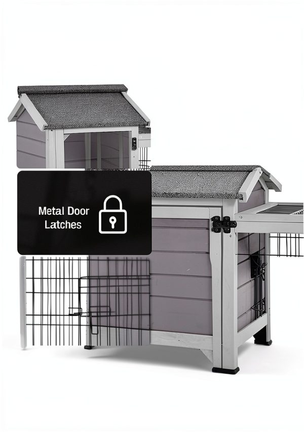 MEDEHOO Rabbit Hutch Metal Frame Easy Access Outdoor Pet-4