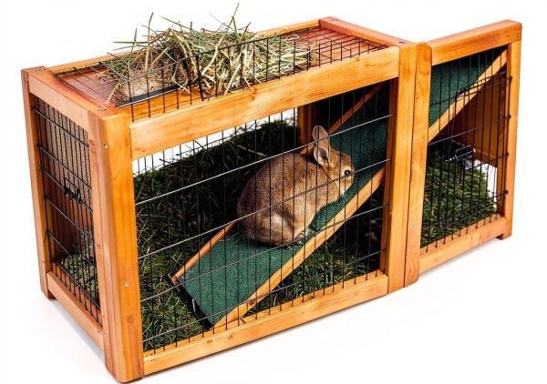 TRIXIE Rabbit Hutch Brown Two Story Outdoor Pet Enclosure-7