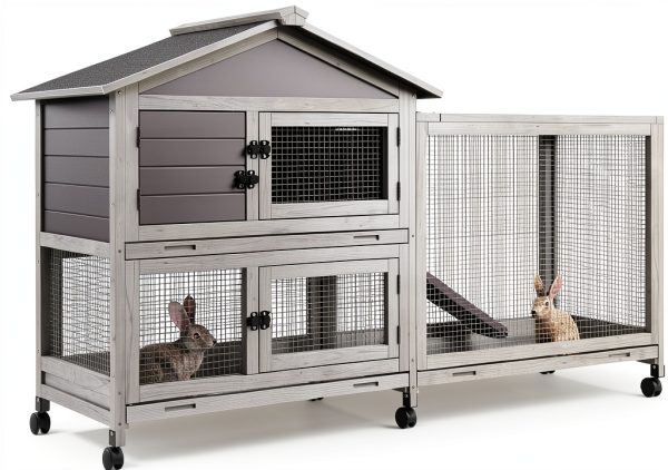 PeakPursuit Rabbit Hutch Weatherproof Roof Lockable Wheels-4