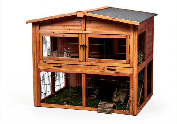 TRIXIE Rabbit Hutch Brown Two Story Outdoor Pet Enclosure-1