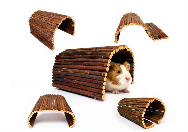 AGGQQA Collapsible Guinea Pig Hideout Wood-2
