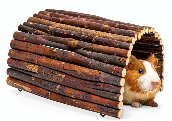 AGGQQA Collapsible Guinea Pig Hideout Wood-3