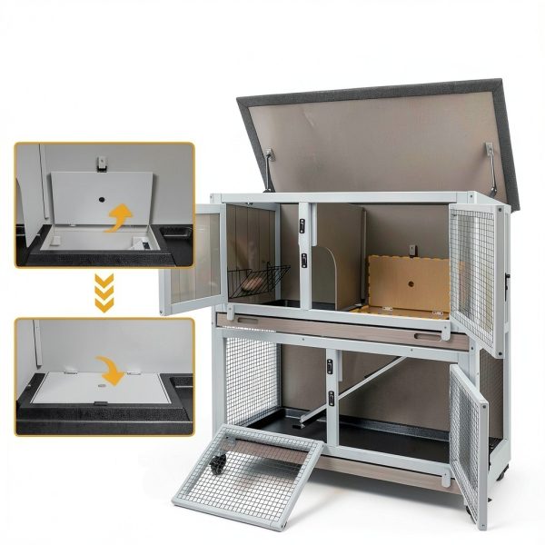 Mayugardening Cedar Rabbit Hutch Two‑Level-6