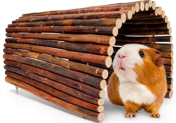 AGGQQA Collapsible Guinea Pig Hideout Wood-0