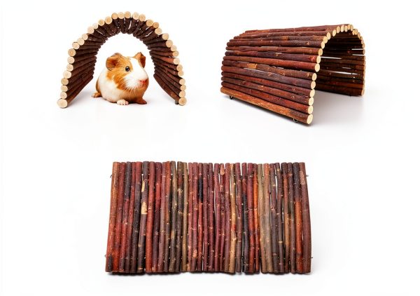 AGGQQA Collapsible Guinea Pig Hideout Wood-4