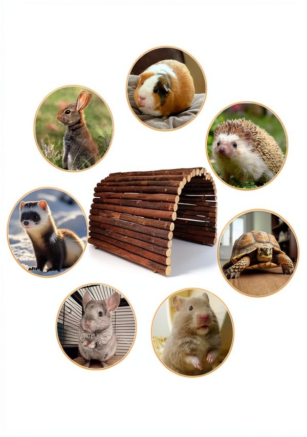AGGQQA Collapsible Guinea Pig Hideout Wood-5