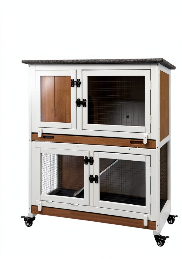 Mayugardening Cedar Rabbit Hutch Two‑Level-4