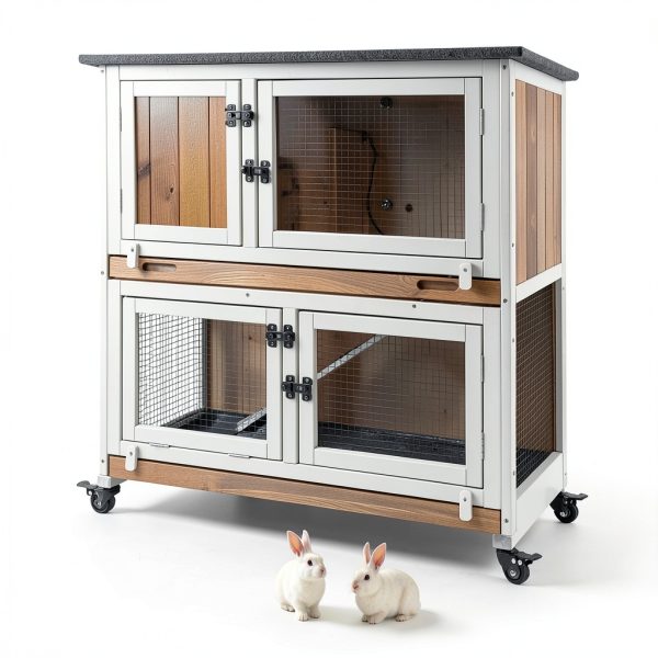 Mayugardening Cedar Rabbit Hutch Two‑Level-7