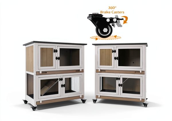 Mayugardening Cedar Rabbit Hutch Two‑Level-3