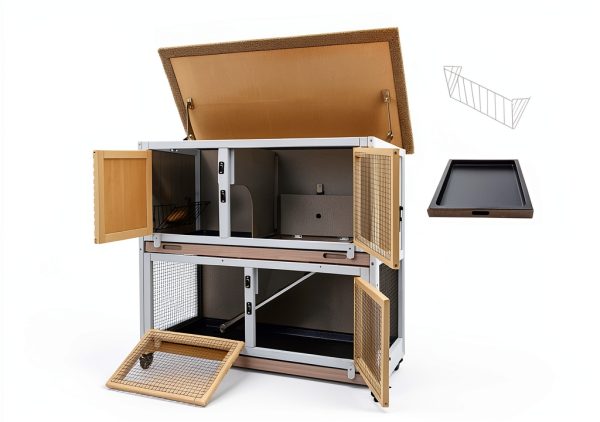 Mayugardening Cedar Rabbit Hutch Two‑Level-5
